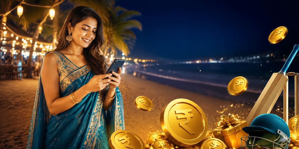 Cricket betting interface with live odds and sari-draped model